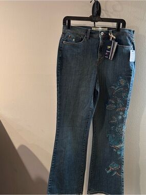 jeanstar Blue Flare Jeans with Floral Embroidery